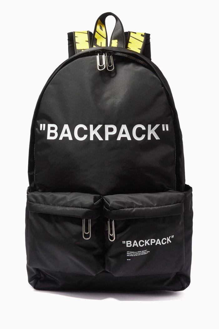 

Slogan-print Backpack in Nylon, Black