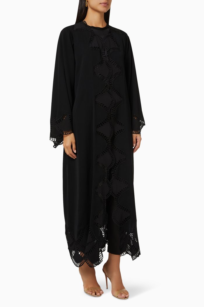 

Lace Trim Abaya, Black
