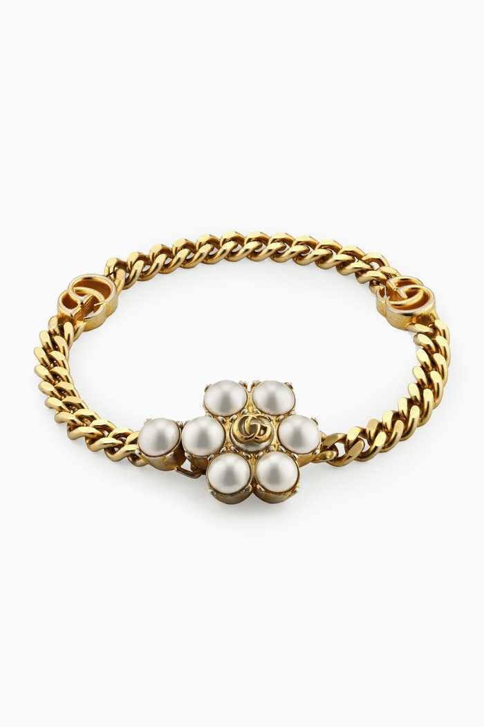

Pearl Double G Bracelet, Gold