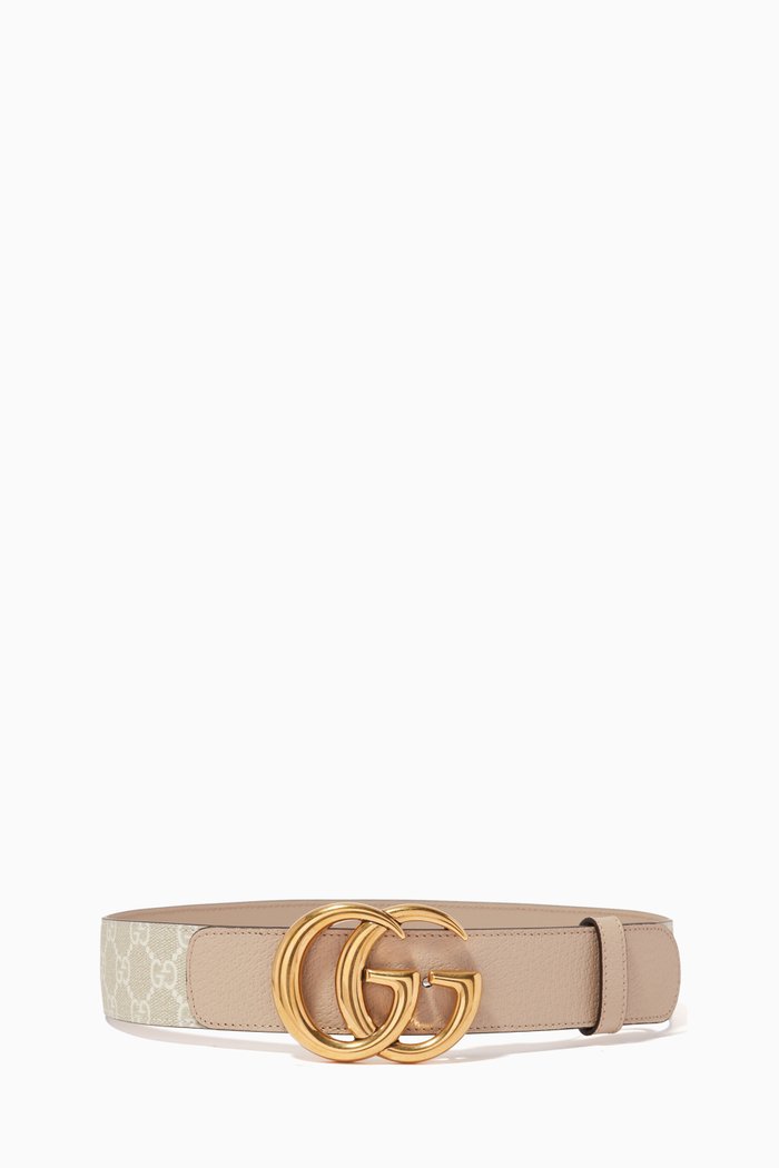 

GG Marmont Wide Belt in Supreme Canvas & Leather, Neutral