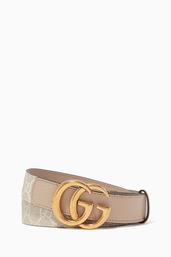 

GG Marmont Wide Belt in Supreme Canvas & Leather, Neutral