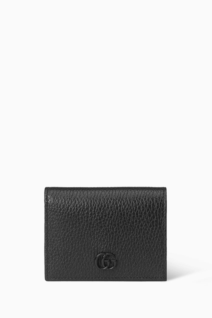 GG Marmont Card Case Wallet in Leather, Black