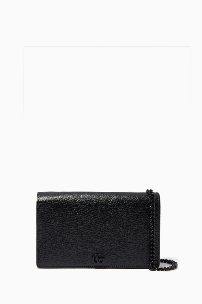 

Mini GG Marmont Chain Bag in Leather, Black