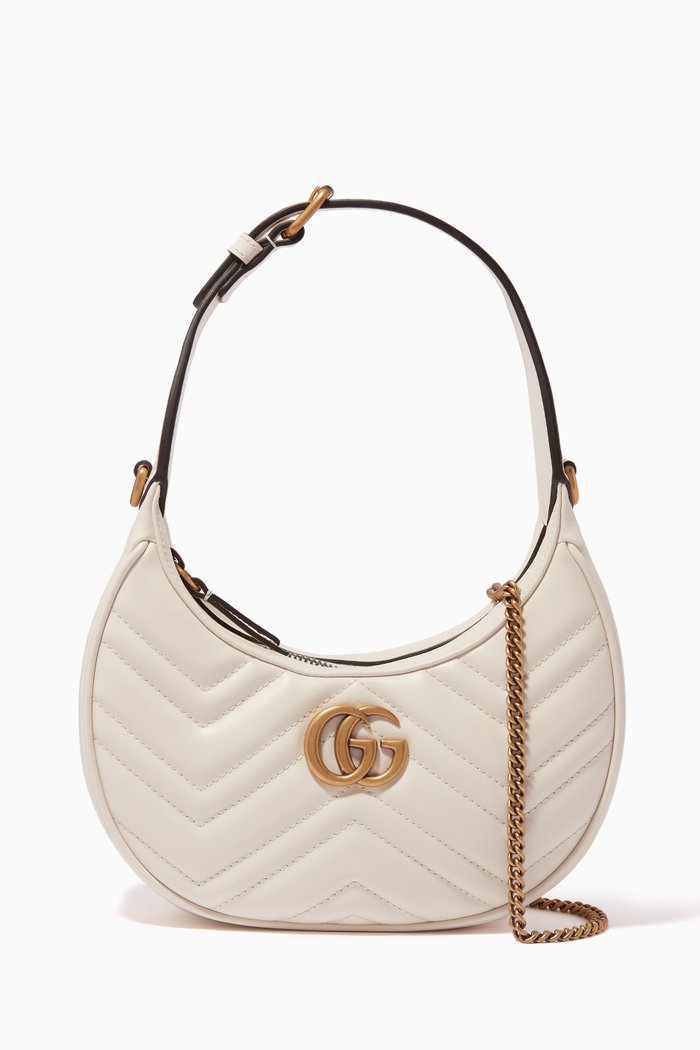 

Mini GG Marmont Half-moon Bag, White