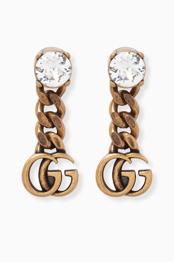 

Double G Earrings with Crystals, Gold
