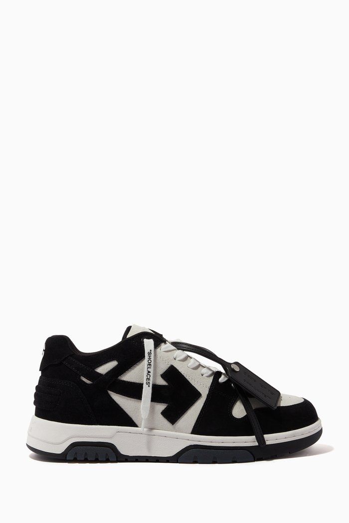 Out of Office Low-top Sneakers in Leather & Suede, Black