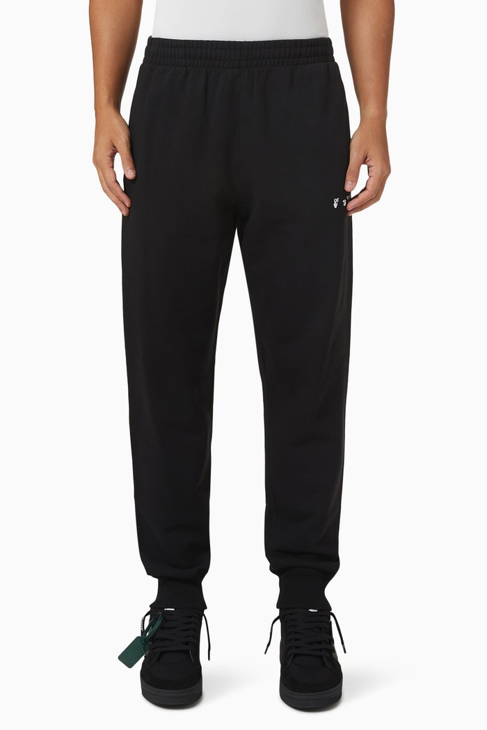 

OW Logo Slim Cuffed Sweatpants in Cotton, Black