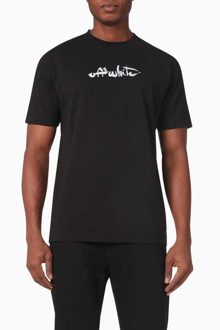 

Paint Arrow Slim-fit T-shirt in Cotton-jersey, Black