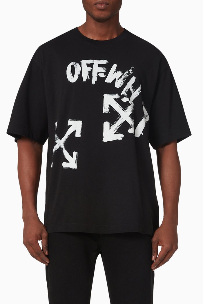 

Paint Script Oversized T-shirt in Cotton Jersey, Black