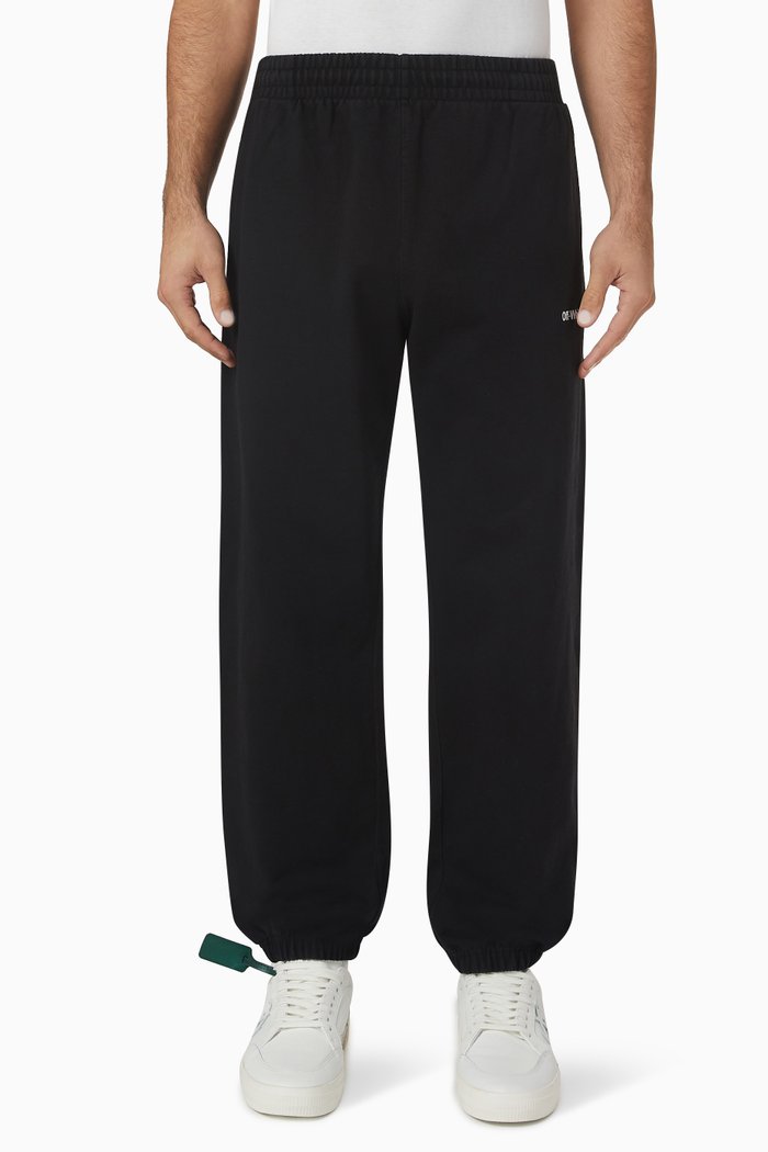 

Helvetica Logo Slim Sweatpants in Cotton, Black