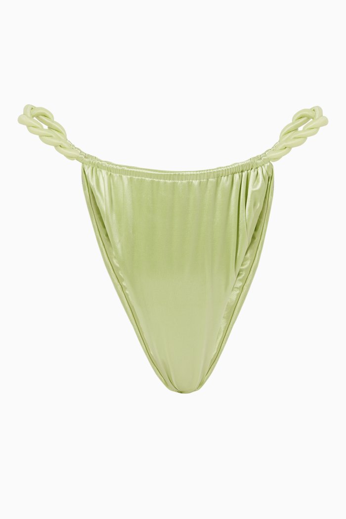 

Rope Reversible Bikini Bottoms in Satin Stretch Nylon, Green