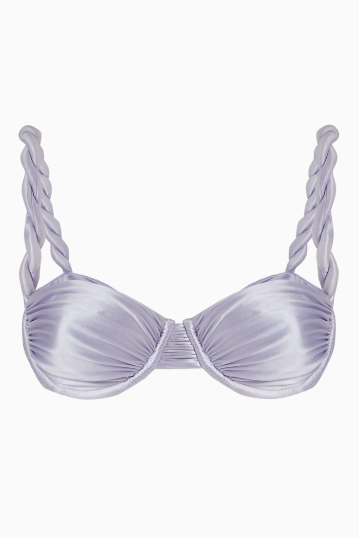 

Chunky Ropes Bikini Top in Satin Stretch Nylon, Purple