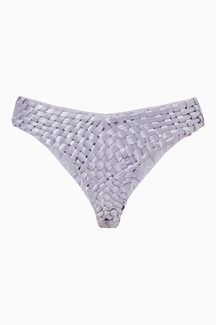 

Chunky Ropes Bikini Bottoms in Satin Stretch Nylon, Purple