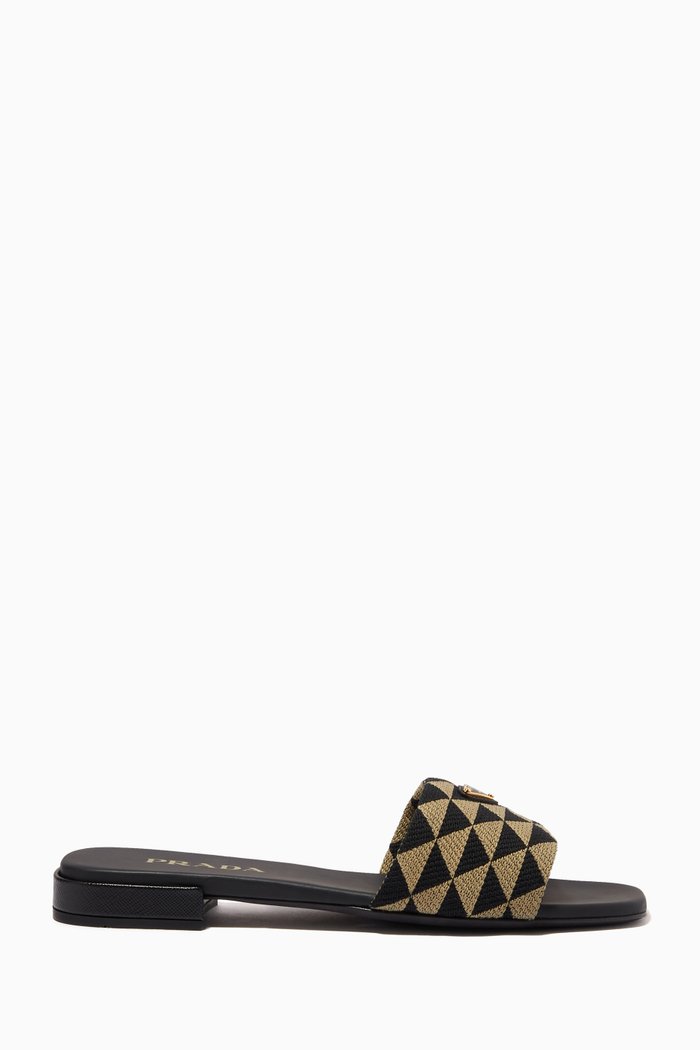 

Triangle Slide Sandals in Jacquard, Black