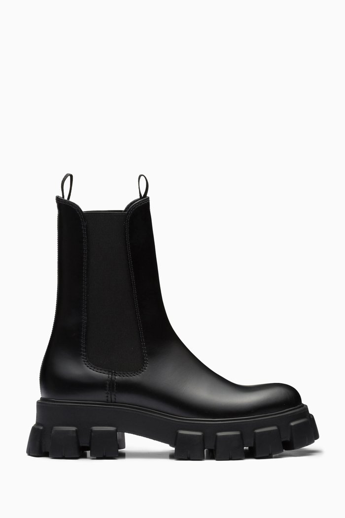 

Monolith Ankle Boots in Brushed Leather, Black