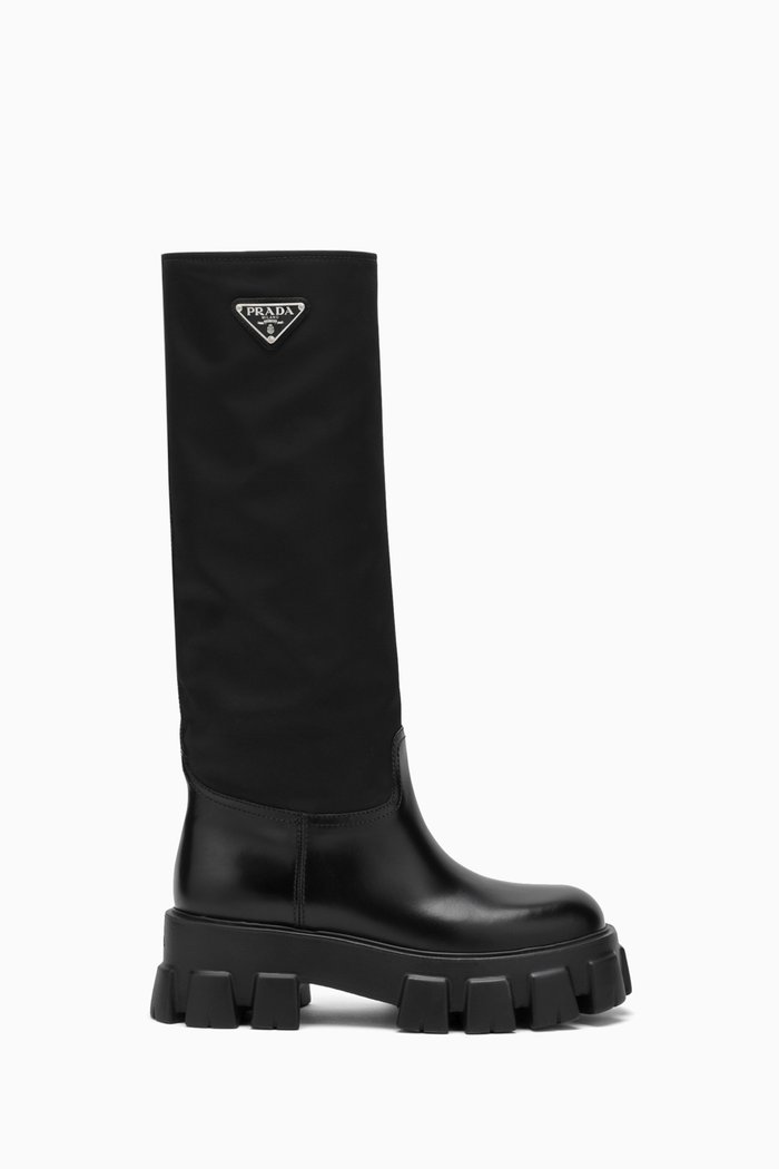 

Monolith Boots in Brushed Leather & Leather, Black