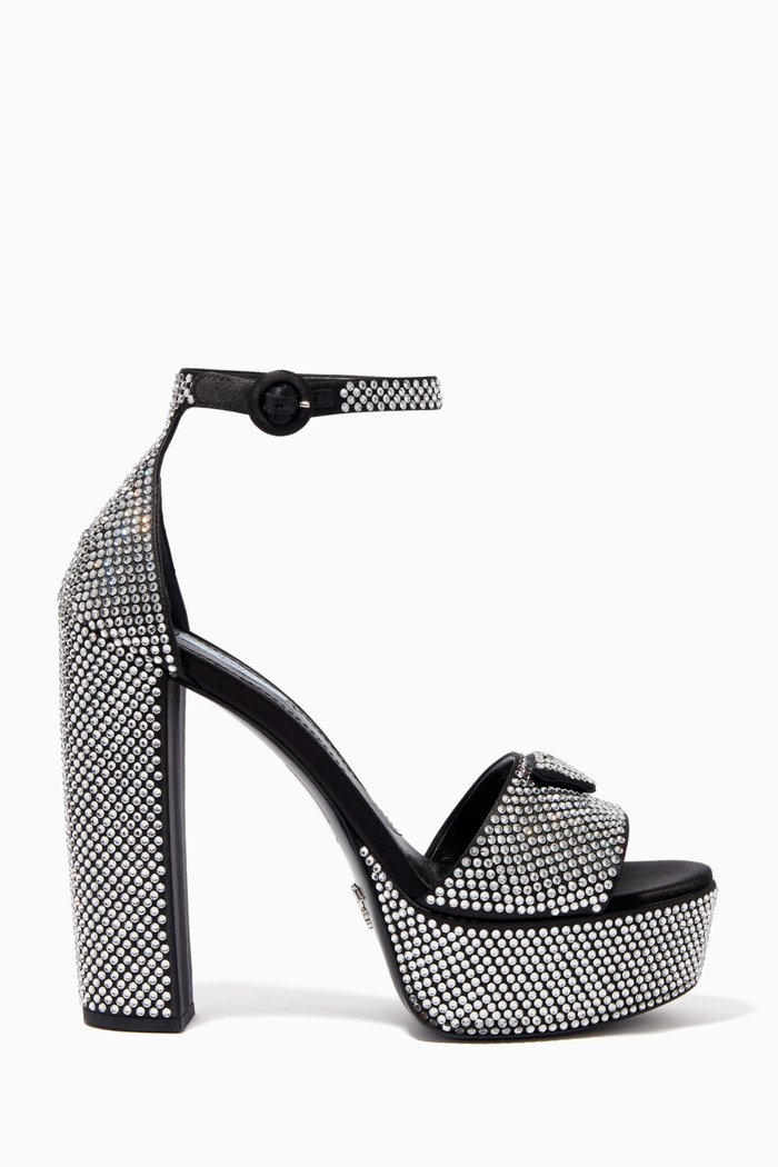 

Plateau Platform Pumps in Crystals, Silver