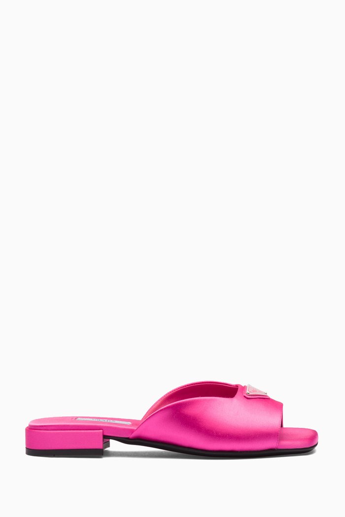 

Ciabatte Square-toe Flat Sandals in Satin, Pink