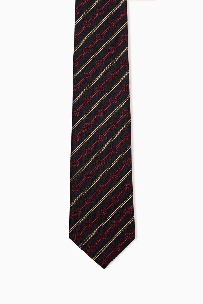 

Anella Stripe Tie in Woven Silk Jacquard, Blue