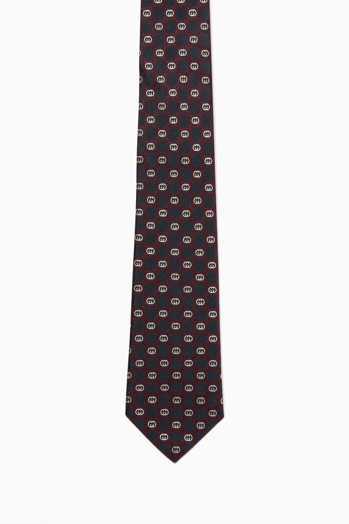 

Shield Tie in Woven Silk Jacquard, Blue