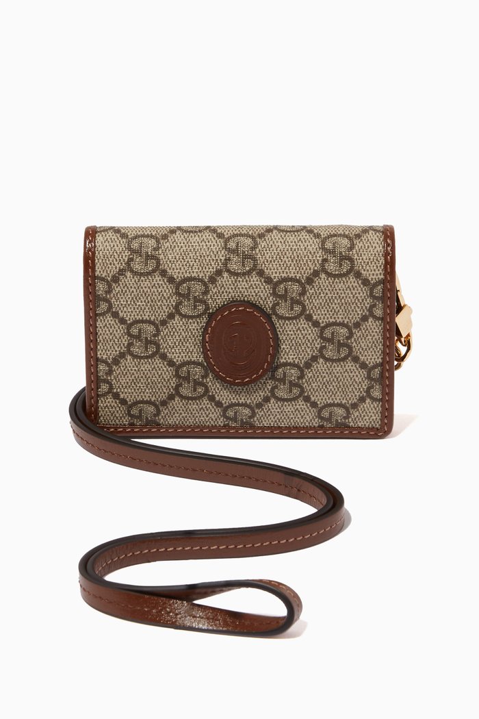 

Card Case Lanyard in Supreme Canvas & Leather Trims, Neutral