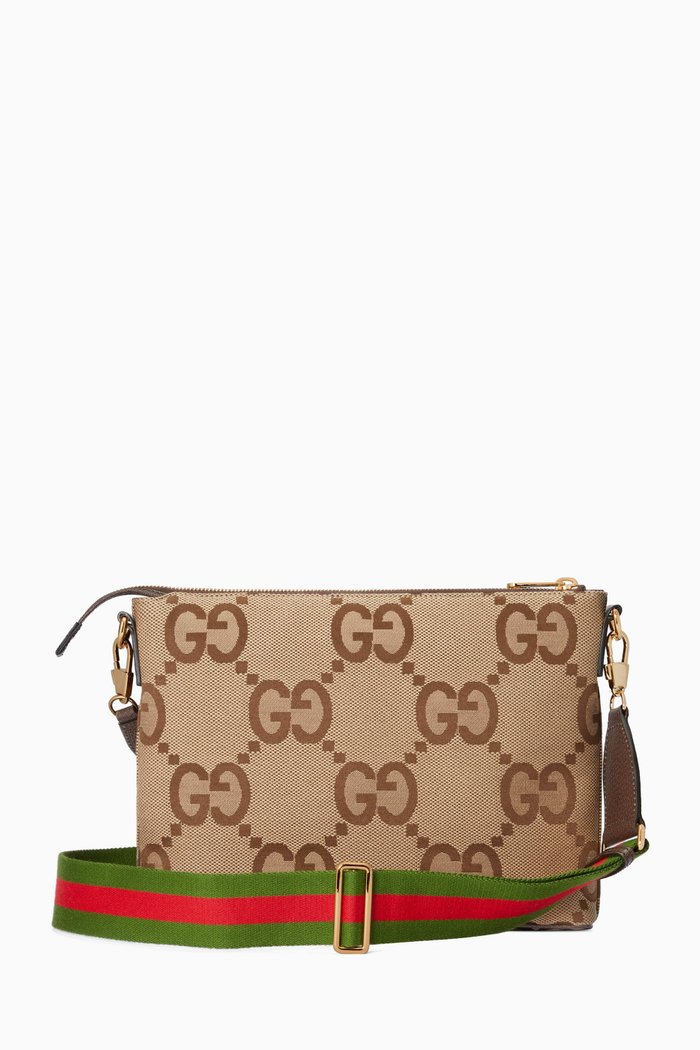 

Jumbo GG Messenger Bag in Logo Canvas, Brown