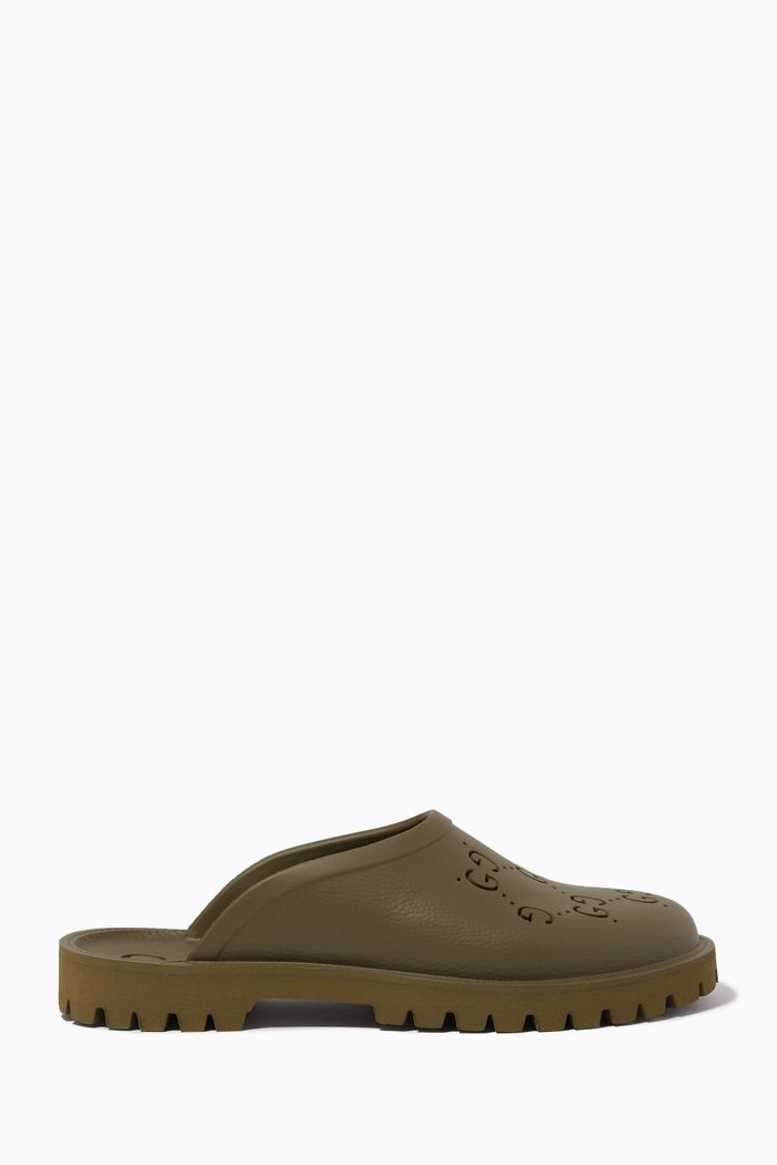 GG Slip-on Sandals in Rubber, Black