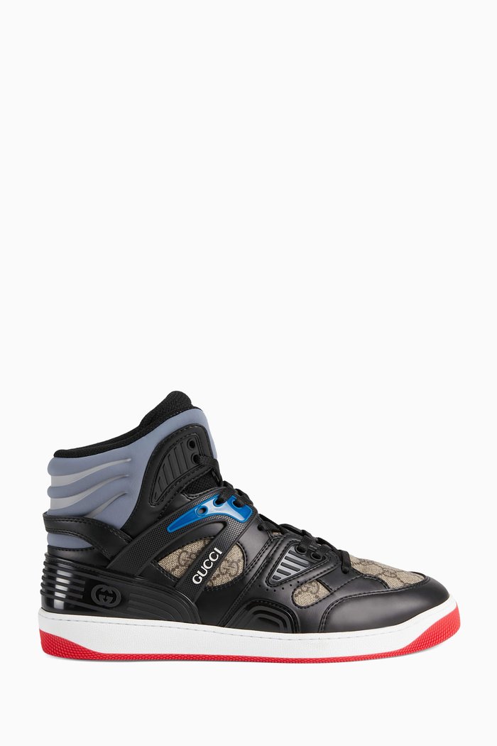 Gucci Supreme Basket Sneakers in Demetra & Logo Canvas, Black