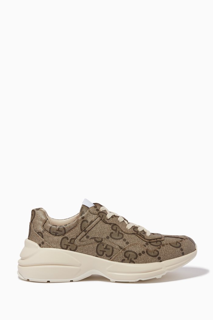 

GG Supreme Rhyton Sneakers in Logo Canvas, Neutral