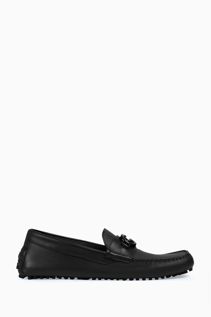 

Driver with Interlocking G in Leather, Black