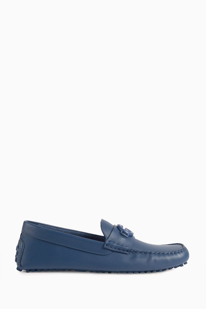 

Driver with Interlocking G in Leather, Blue
