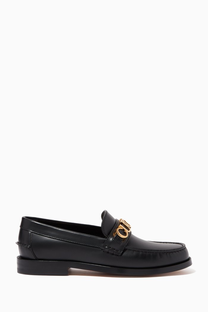 

Cara Round-toe Loafers in Leather, Black