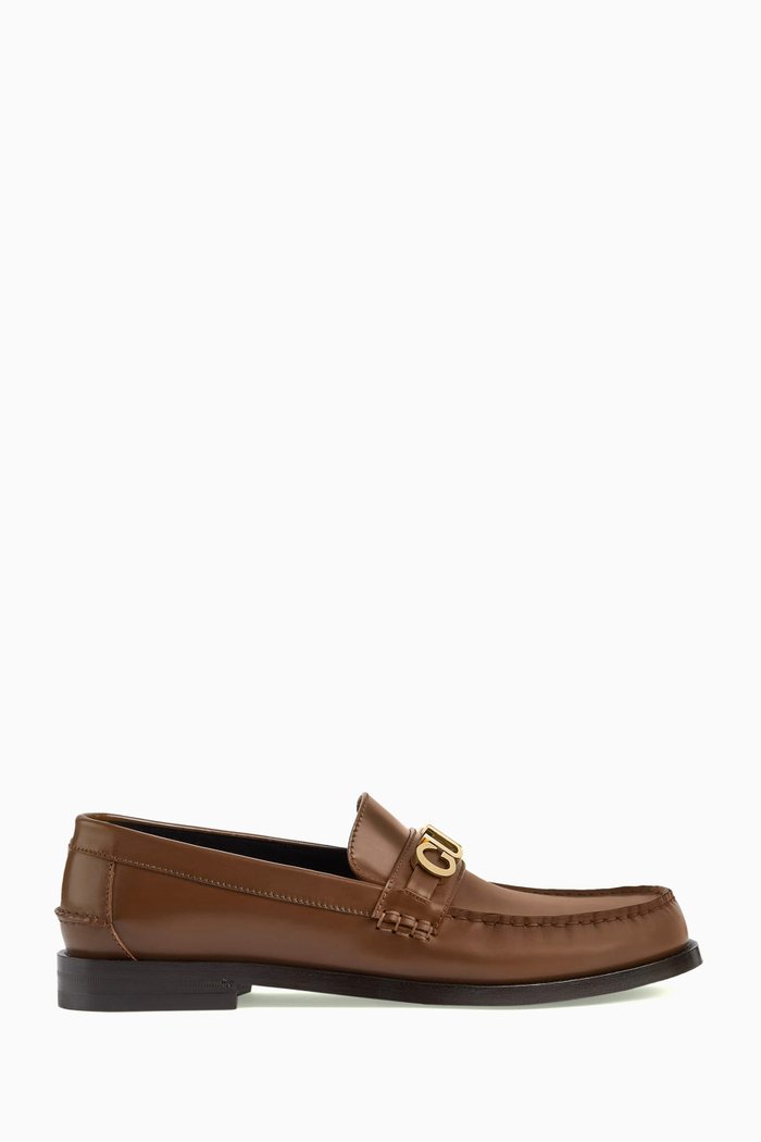 

Cara Round-toe Loafers in Leather, Brown