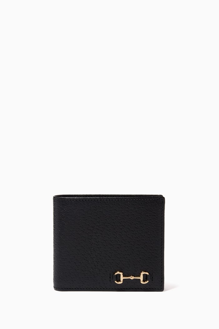 

Horsebit Bi-fold Wallet in Leather, Black