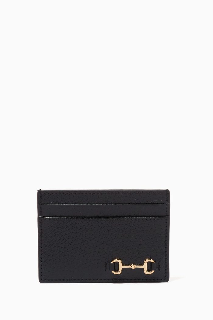 

Horsebit Card Case in Leather, Black