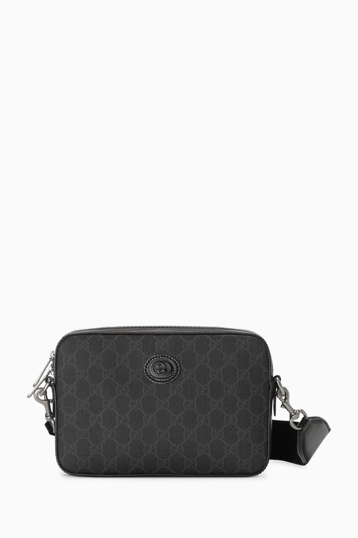 Interlocking G Shoulder Bag in GG Supreme Canvas, Black