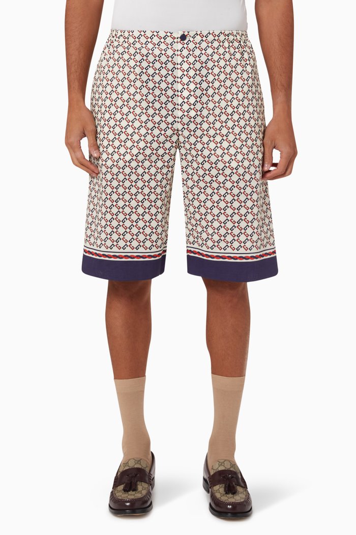 

Geometric G Print Shorts in Cotton, Neutral