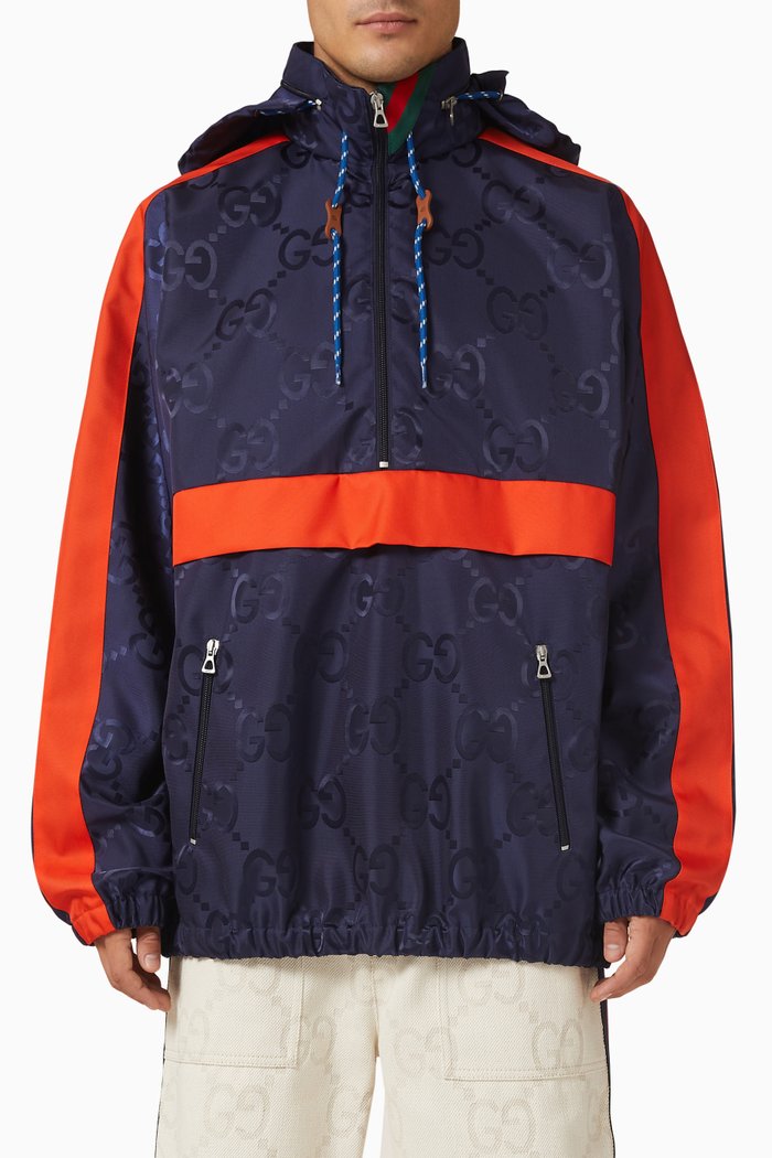 

Jumbo GG Hooded Jacket in Nylon Canvas, Multicolour