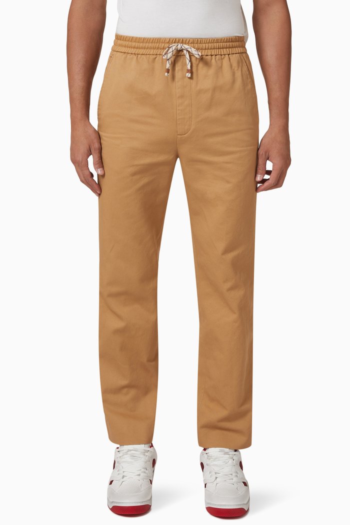 

Jogging Pants in Military Cotton Drill, Brown