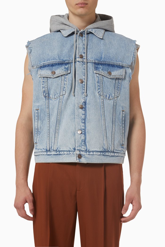 

Hooded Vest in Denim, Blue
