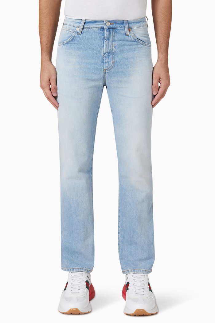 

Straight Jeans in Eco Washed Denim, Blue
