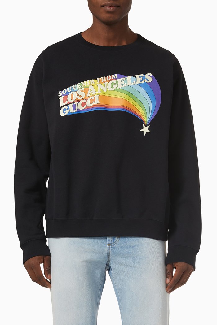 

Stars Print Sweatshirt in Cotton Jersey, Black