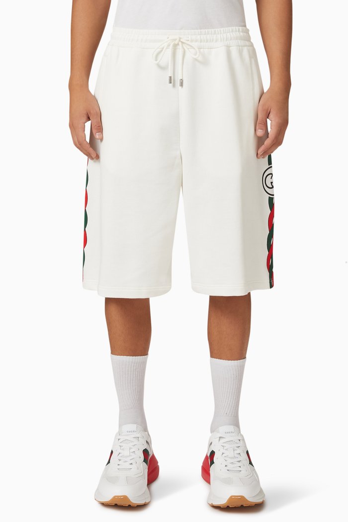 

Interlocking G Basket Shorts in Felted Cotton Jersey, Neutral