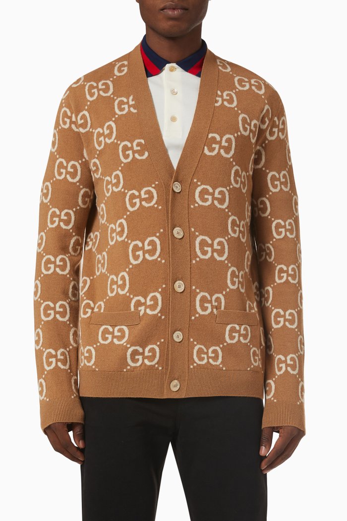 

Cardigan in Jacquard Wool, Brown