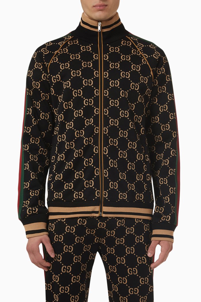 

Double-G Zipped Jacket in Cotton, Black