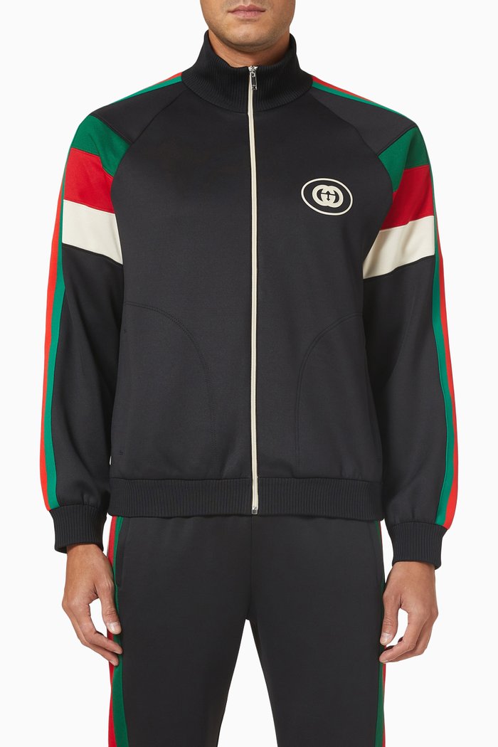

Interlocking G Zip Jacket in Neoprene, Black