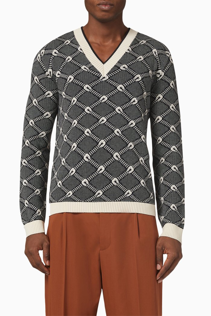 

Horseshoe Sweater in Cotton Wool, Black