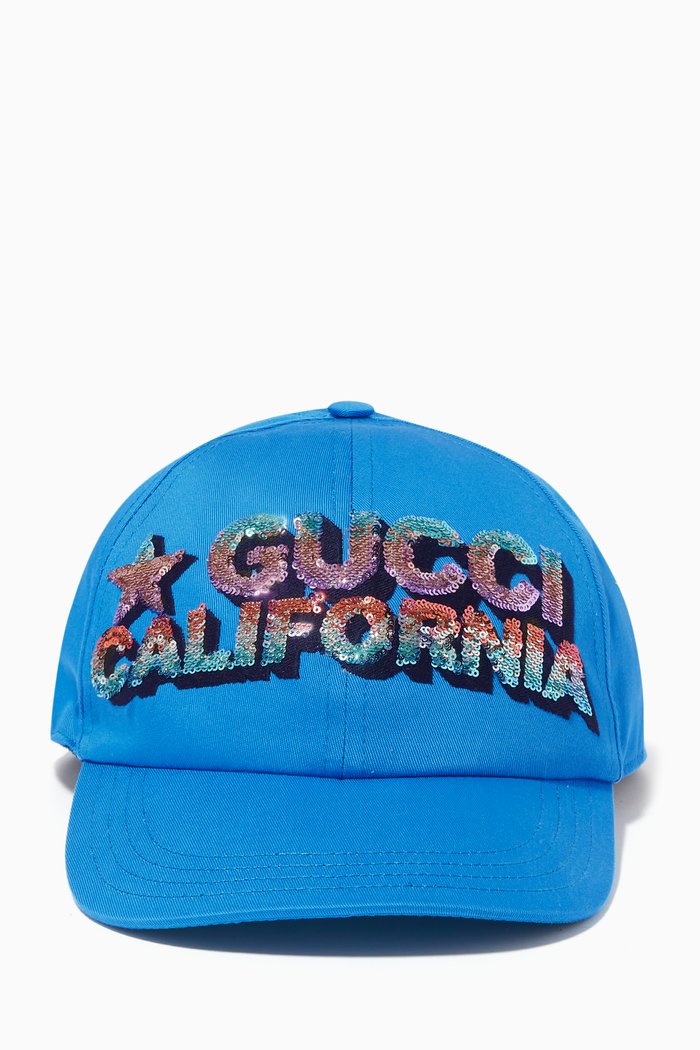 

Gucci California Sequin Baseball Hat in Cotton Drill, Blue