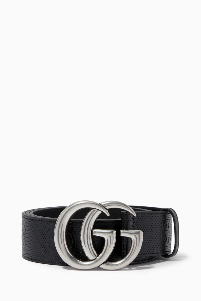 

GG Marmont Embossed Belt in Leather, Black
