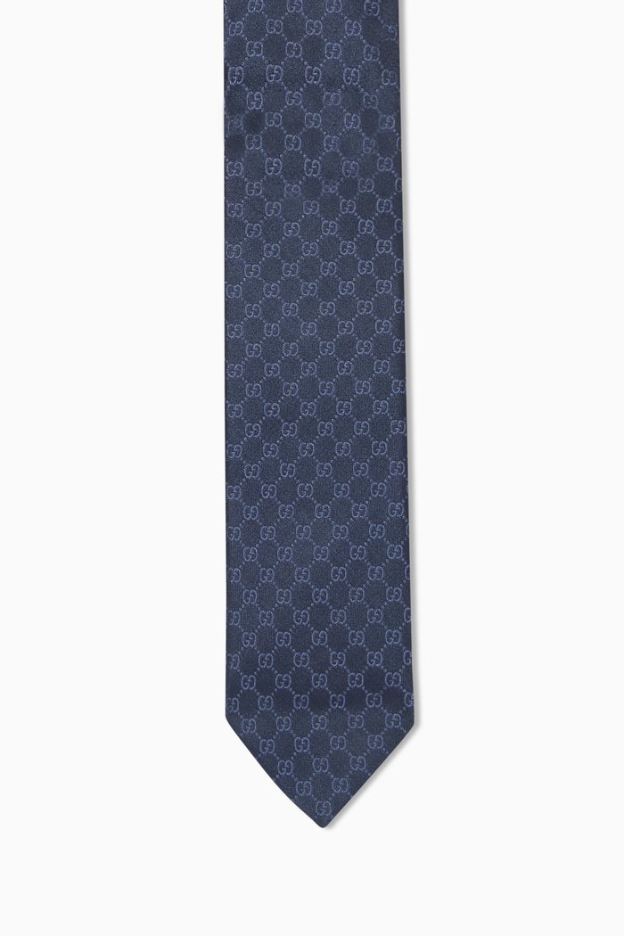 

GG Pattern Tie in Silk, Blue